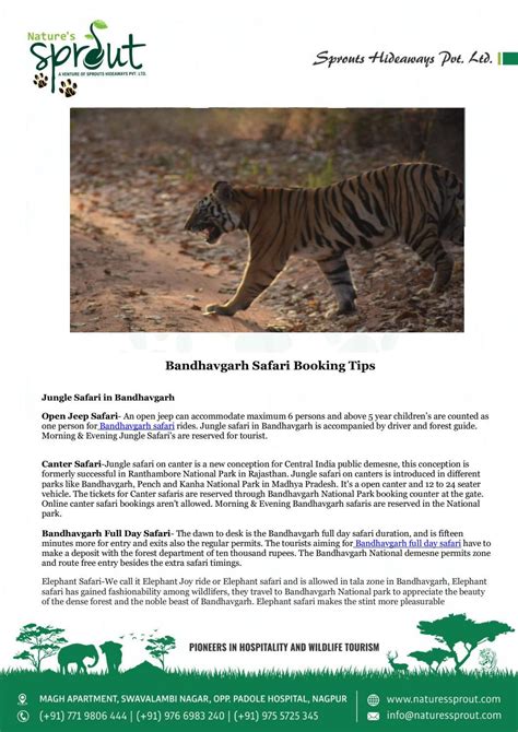 Bandhavgarh Safari Booking Tips Nature S Sprout By Nsprout Issuu
