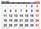 Calendario enero 2021 en Word, Excel y PDF - Calendarpedia