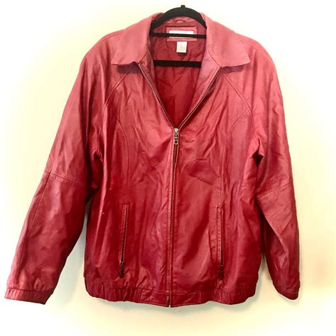 Preston And York Vintage Red Leather Jacket Full Zip Zip Etsy