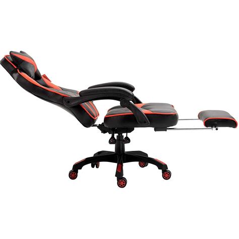 Cherry Tree Furniture High Back Recliner Gaming Chair With Cushion And Retractable Footrest Black