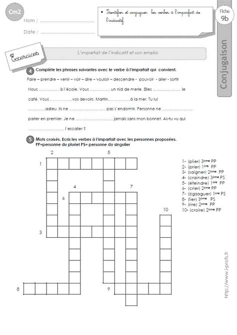 Maybe you would like to learn more about one of these? CM2:EXERCICES CONJUGAISON corrigés L'imparfait de l'indicatif et son emploi