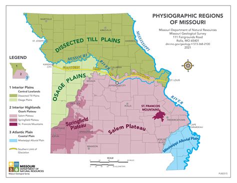 Physiographic Regions Of Missouri Pub2515 Missouri Department Of