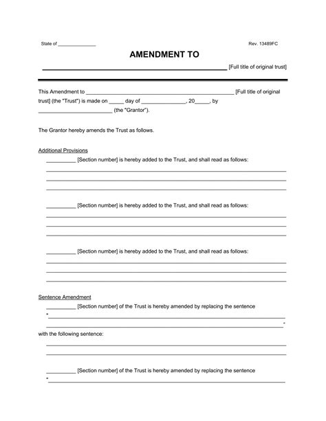 Trust Amendment Form Pdf And Word