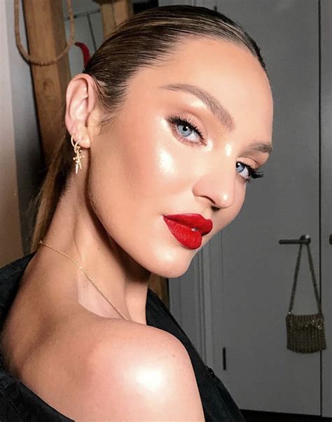 Candice Swanepoel Holiday Glam Makeup Red Lipstick Makeup Looks Red