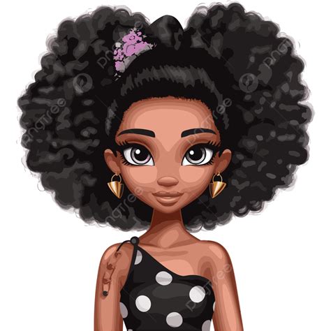 Black Barbie Vector Sticker Clipart American Cartoon Character Drawing Afrodita Sticker
