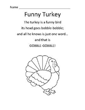 Funny Turkey Thanksgiving Poem by Emily Smith | Teachers Pay Teachers