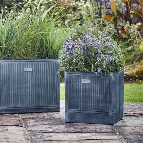 Outdoor Square Galvanised Metal Planters Bennetts Of Derby