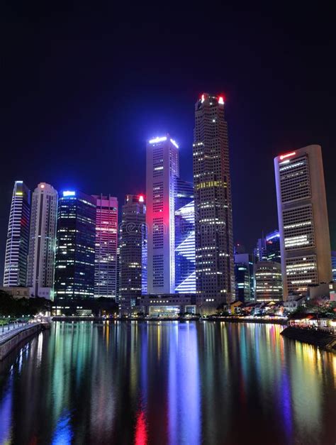 Singapore City Skyline Stock Image Image Of Marina Lights 26110161