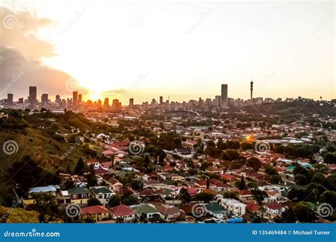 View Of Johannesburg City At Sunset Editorial Stock Image Image Of