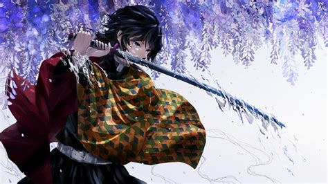 Find the best 4k anime wallpapers on getwallpapers. Demon Slayer Giyuu Tomioka With A Long Sharp Sword Under ...