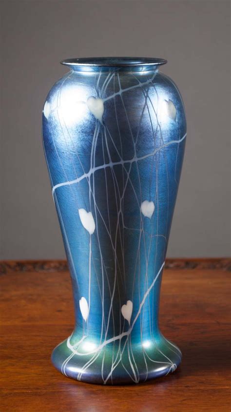Durand Blue Iridescent Art Glass Vase