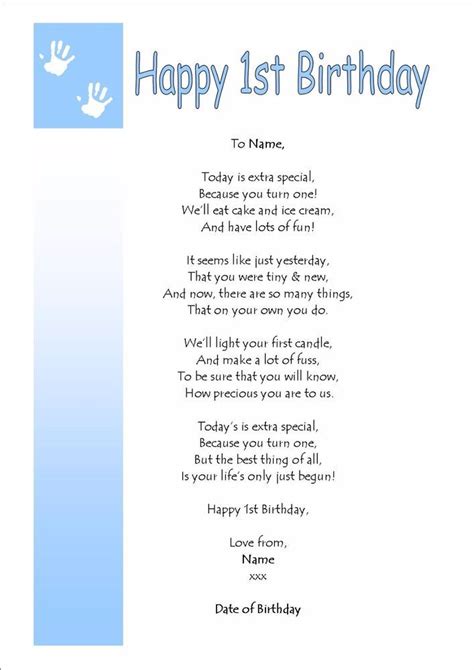 Babys First Birthday Poem Boy Birthday Wishes
