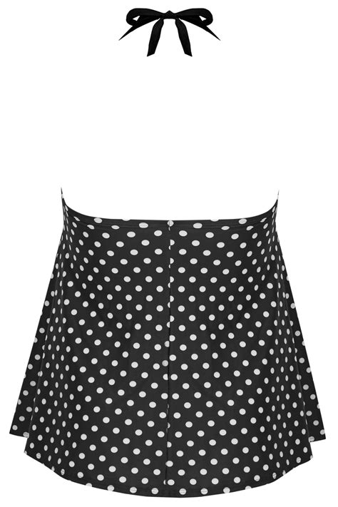 Black And White Polka Dot Print Tankini Top Plus Size 16 To 36