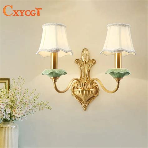 Buy European Copper Led Wall Lamp American Bedroom