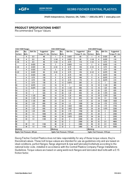 Flange Torque Recommendations Gfpdf Gas Technologies Mechanical