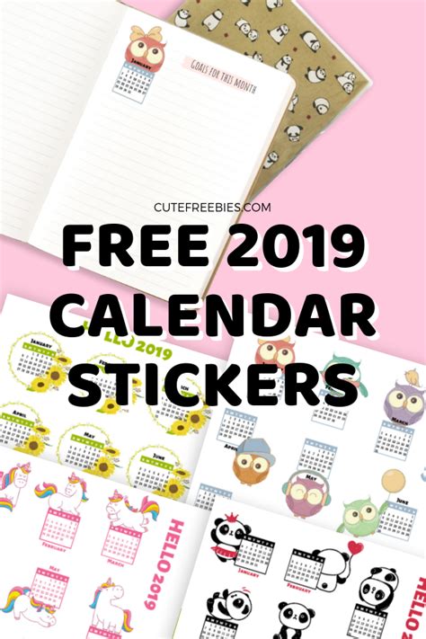 2019 Calendar Printable Stickers Cute Freebies For You