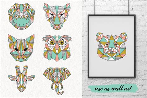 Geometric Animal Faces Eps And Png Custom Designed Illustrations