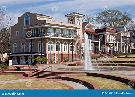 Town Center With Fountain Stock Image Image Of Classic 2410977