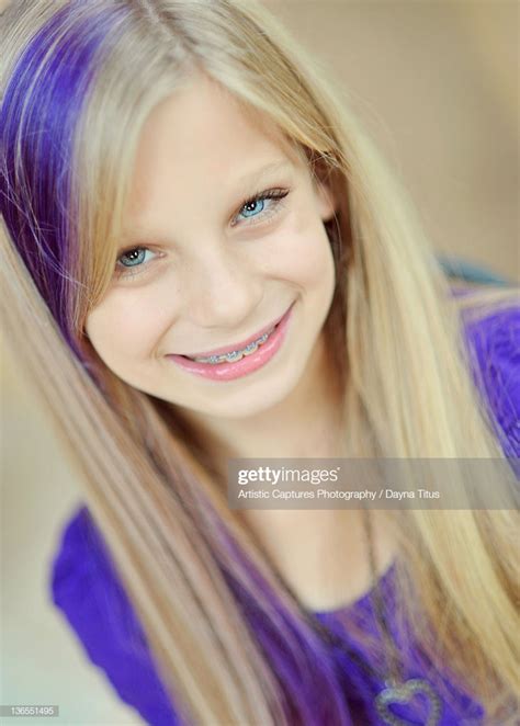 Young Girl With Purple Streak Hair High Res Stock Photo