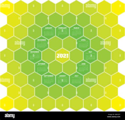 Calendario Colorido Para El Año 2021 Con Un Patrón Hexagonal En