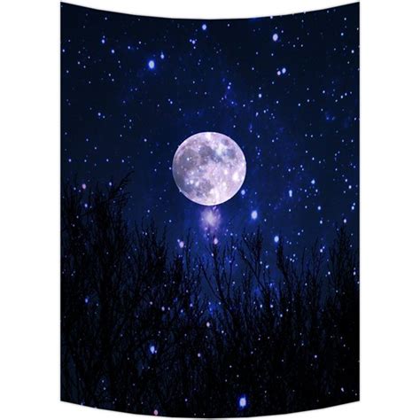 Gckg Starry Night Moon Stars Blue Sky Wall Art Tapestries