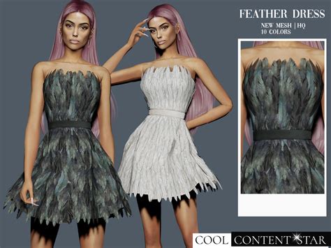 Sims 4 Feather Dress Cc