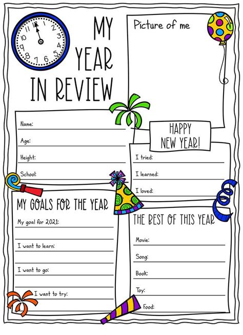Year In Review Printable For Kids Artofit