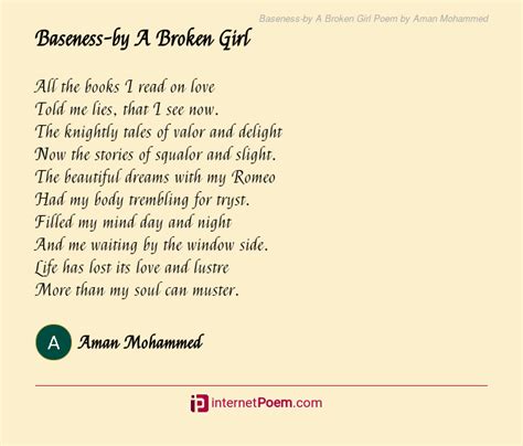 Baseness By A Broken Girl Poem By Aman Mohammed