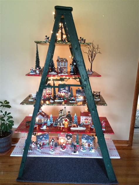 customer  cycled  wooden step ladder   christmas display christmas tree themes