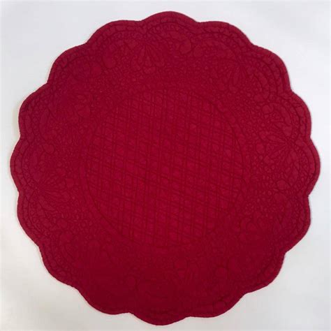 Quilted Round Placemat Red Amelie Michel Llc