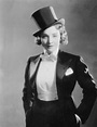 Marlene Dietrich as Amy Jolly Wearing a Men’s Tuxedo With Top Hat in ...