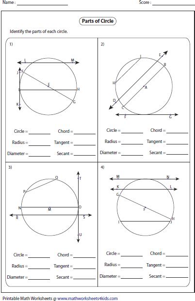 Parts Of Circle Worksheet Answers