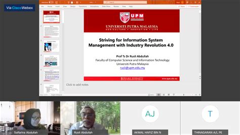 Sirkm'17 is jointly organised by university putra malaysia (upm) and society of information retrieval and knowledge management malaysia (pecamp). The FSKTM webinar series was presented by the great ...