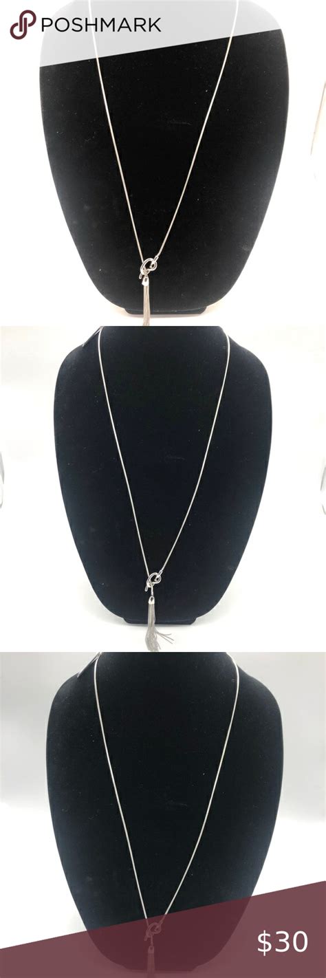 Bancroft Silver Plated Long Necklace W Tassel Nwt Long Necklace