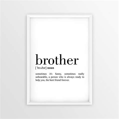 Brother Definition Print Brother Printable Poster Brother Etsy Brother Quotes Printable