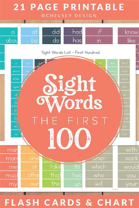 Sight Words First Hundred Printable Printing Flash Etsy Sight Words