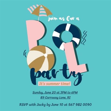 How To Design A Funny Pool Party Invitation Instagram Post Pool Party