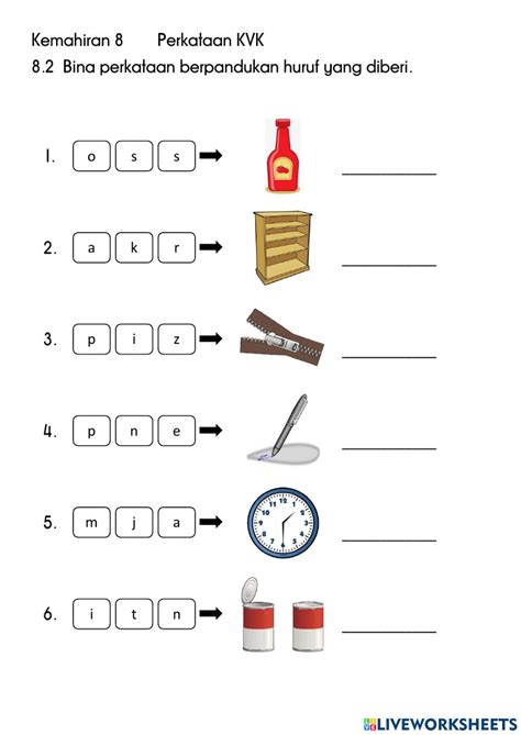 Kemahiran 8 Perkataan Kvk Worksheet