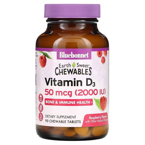 Bluebonnet Nutrition Earthsweet Chewables Vitamin D3 Raspberry