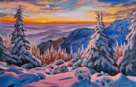 Winter Sunrise Painting By Galina Grygoruk Jose Art Gallery