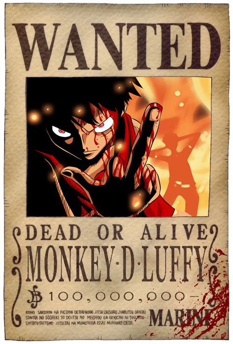 Monkey D Luffy Wanted Poster Hd Lakaran