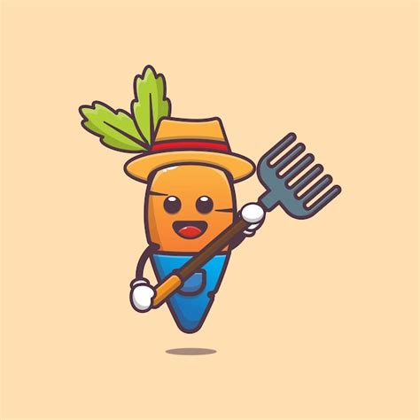 Premium Vector Cute Carrot Farmer Character Illustration