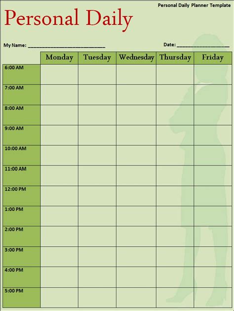 Daily Planner Templates Free Printable Word Excel PDF Formats