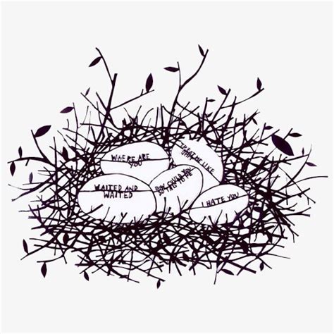 Silhouette Birds Nest Birds Nest Sketch Black And White Png And