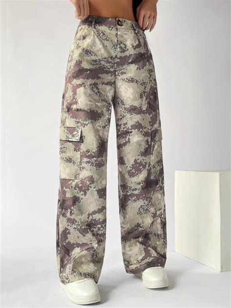 Shein Ezwear Gorpcore Camo Print Flap Pocket Cargo Trousers Shein Uk