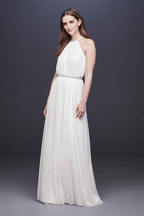 You can still look chic and appropriate while keeping your budget under $100. View Halter Long Wedding Dress at David's Bridal | Wedding ...