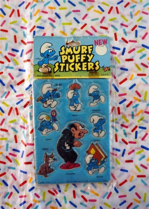 Super Rare Vintage Smurf Puffy Stickers Smurf Stickers Etsy