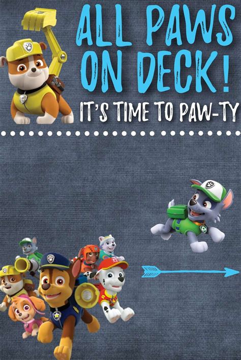 Best coloring pages of the most popular paw patrol characters. Paw Patrol Invite Free Printable | Paw patrol birthday ...