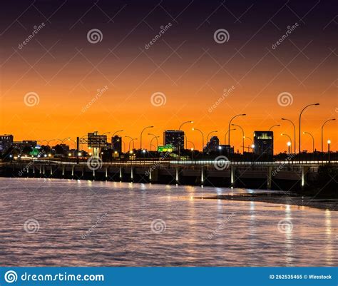 Beautiful Shot Of An Urban Bridge Illuminated In The Evening On