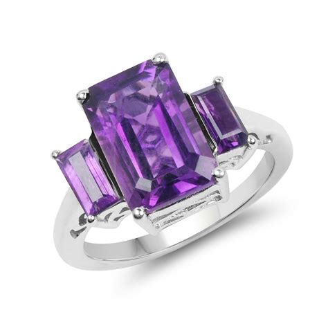 359 Carats Genuine African Amethyst Three Stone Ring Solid 925